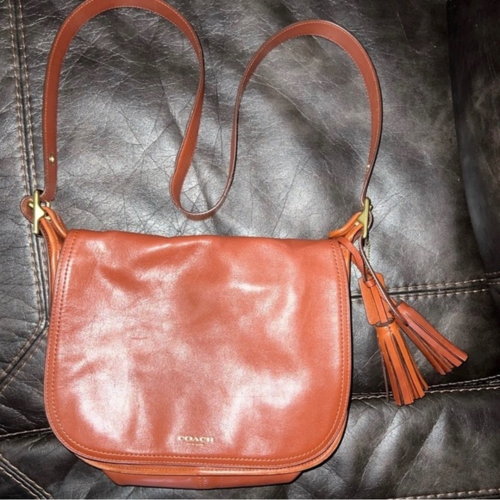 Coach brown leather messenger crossbody purse •Rare•